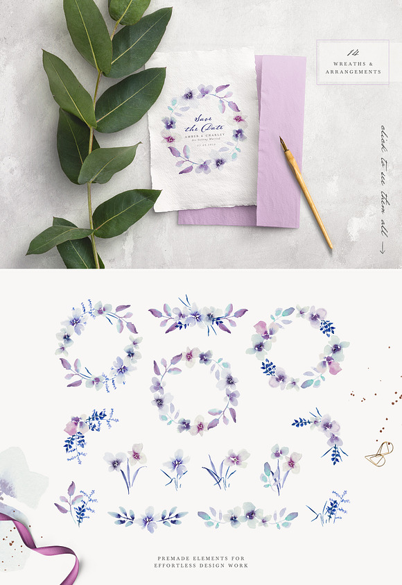 Abstract Watercolor Florals in Illustrations - product preview 3