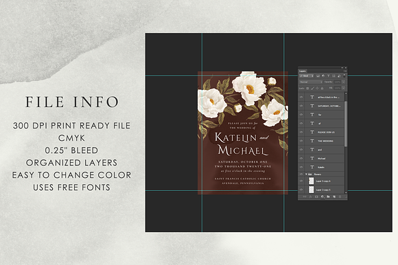 Noble white peonies in Wedding Templates - product preview 7