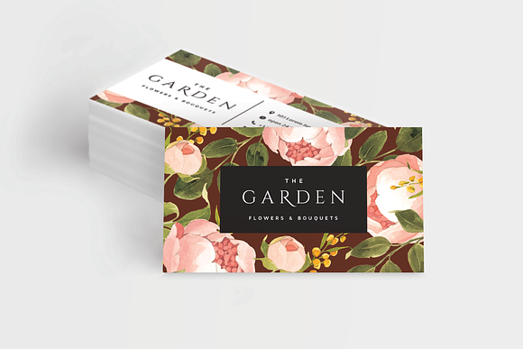 Peonies - business card in Business Card Templates - product preview 4