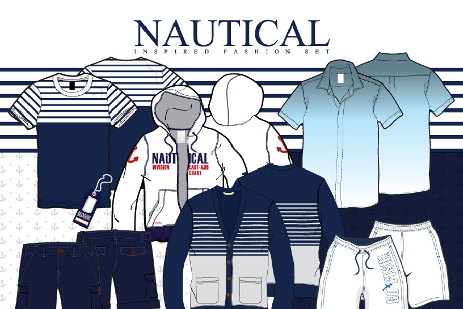 Nautical Inspired Vector Fashion Set in Illustrations - product preview 8