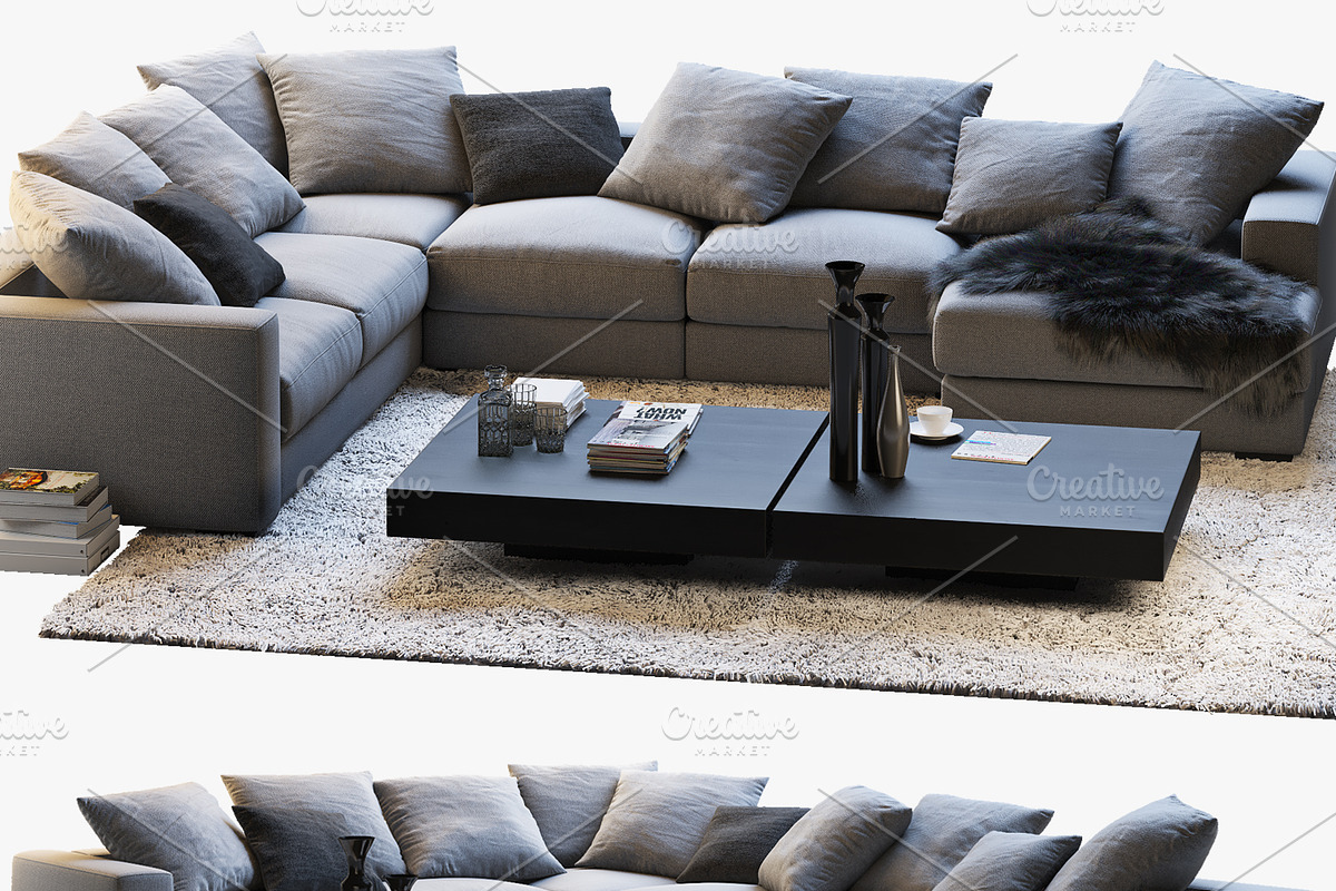 Cenova 3 corner sofa 3d 3d model in Furniture - product preview 8