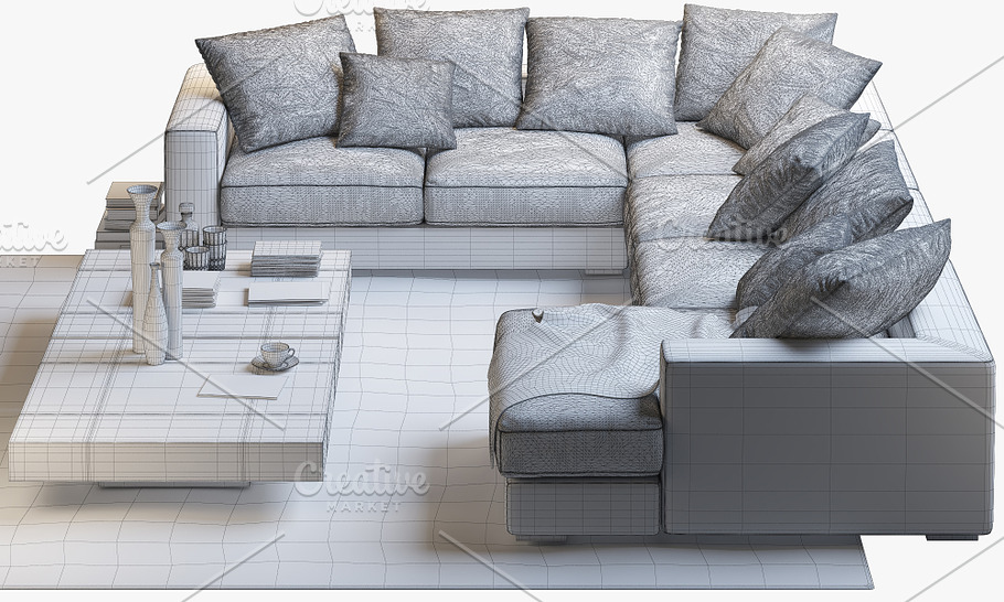 Cenova 3 corner sofa 3d 3d model in Furniture - product preview 6