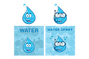 Blue Water Drop Cartoon Characters