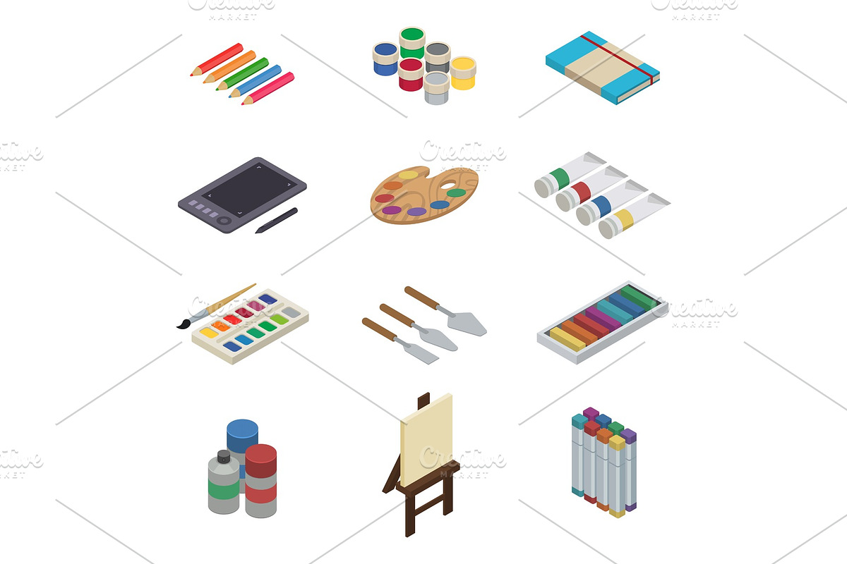 Artist tools vector watercolor with in Illustrations - product preview 8