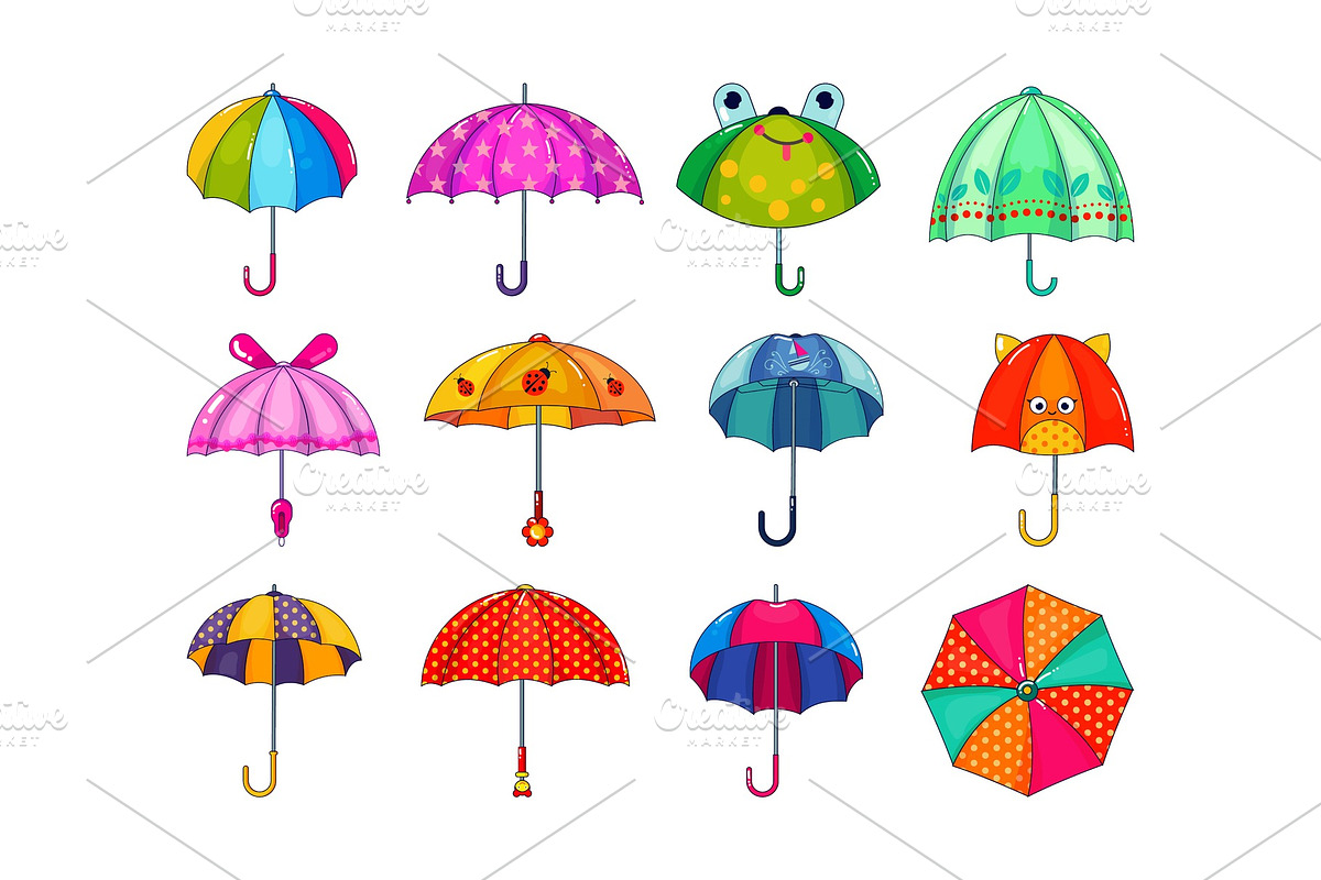 Kids umbrella vector childish in Objects - product preview 8