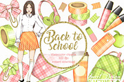 Back to school girl cliparts