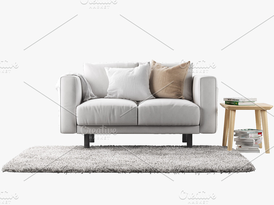 Two-seat sofa 3d model in Furniture - product preview 1