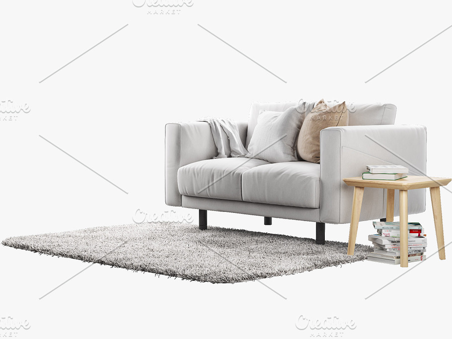 Two-seat sofa 3d model in Furniture - product preview 2