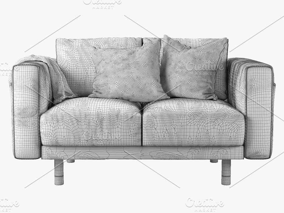 Two-seat sofa 3d model in Furniture - product preview 4