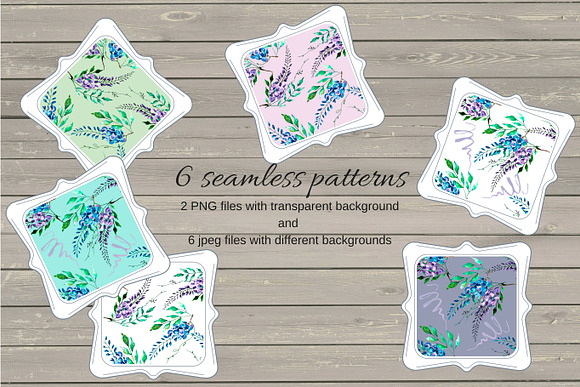 Watercolor flowers wisteria. in Illustrations - product preview 3