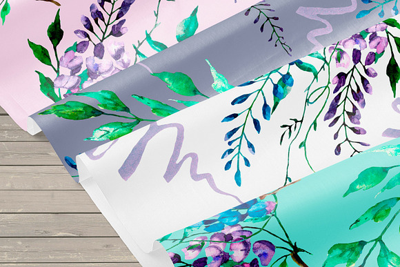 Watercolor flowers wisteria. in Illustrations - product preview 4