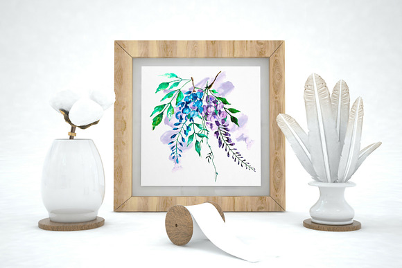 Watercolor flowers wisteria. in Illustrations - product preview 5