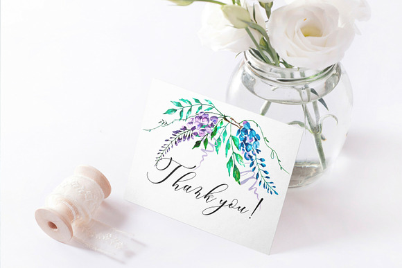 Watercolor flowers wisteria. in Illustrations - product preview 6