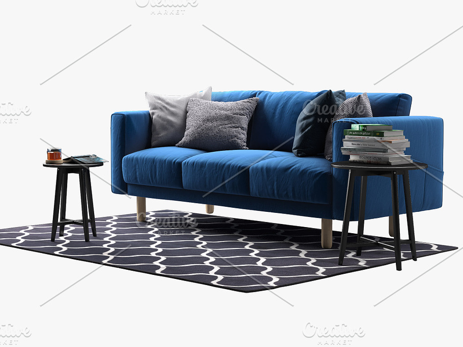 Three-seat sofa 3d model in Furniture - product preview 1