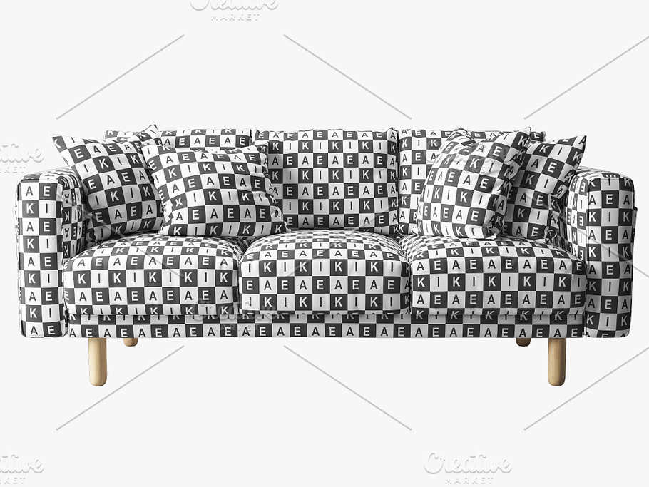 Three-seat sofa 3d model in Furniture - product preview 4