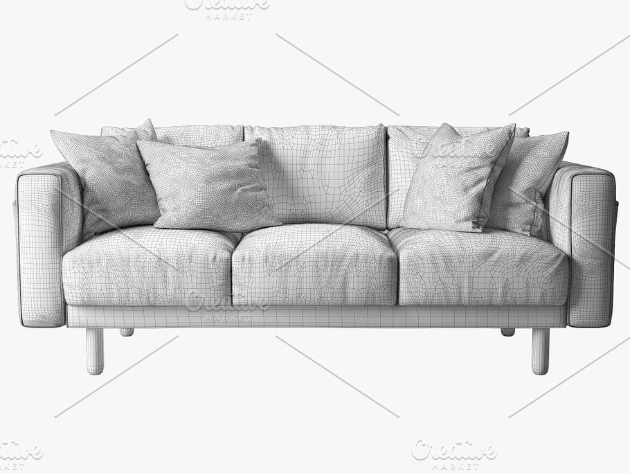 Three-seat sofa 3d model in Furniture - product preview 5