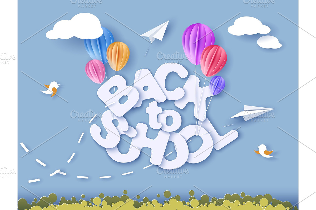 Back to school banner with air in Illustrations - product preview 8