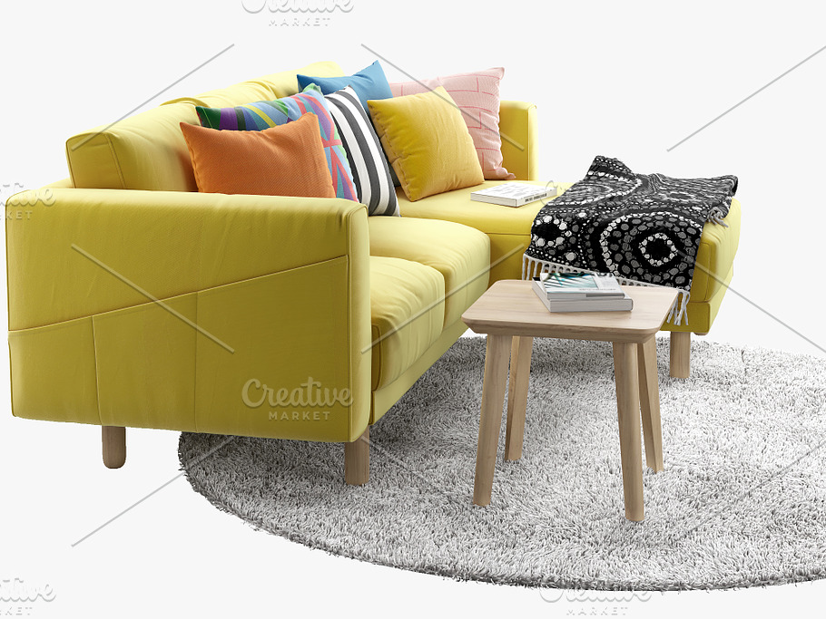 Four-seat sofa 3d model in Furniture - product preview 3