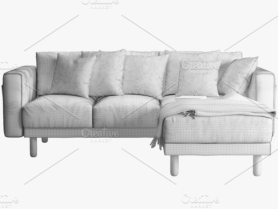 Four-seat sofa 3d model in Furniture - product preview 5