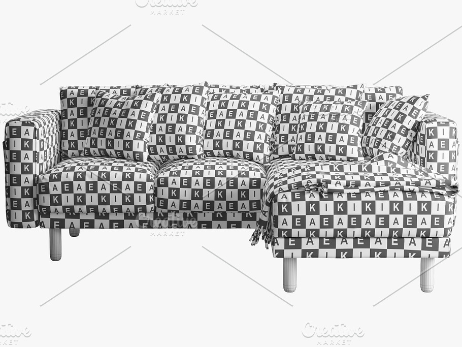 Four-seat sofa 3d model in Furniture - product preview 6