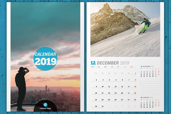 Wall Calendar 2019 (WC031-19) in Stationery Templates - product preview 3