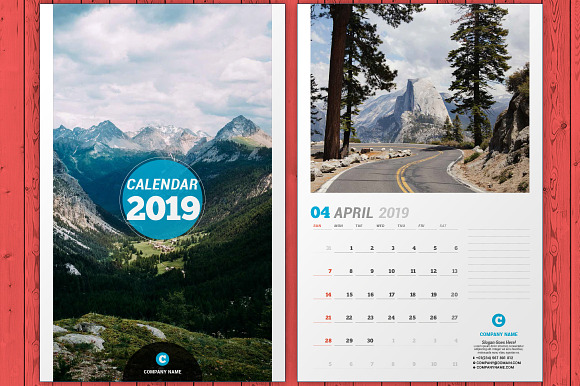 Wall Calendar 2019 (WC031-19) in Stationery Templates - product preview 4