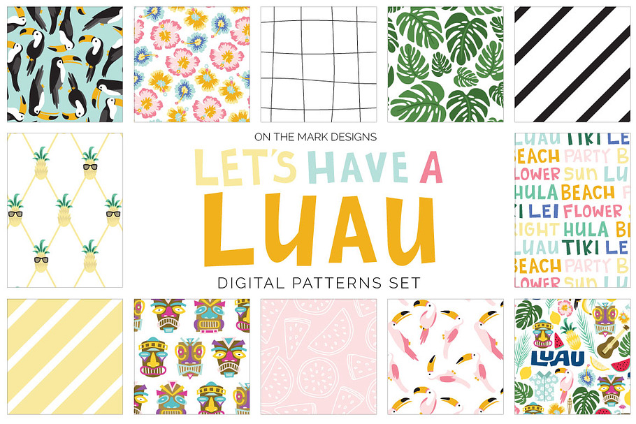 Tropical Luau Digital Pattern Set