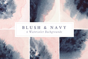 Blush & Navy Watercolor Backgrounds