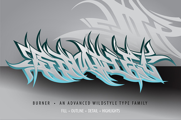 Burner - Wildstyle Graffiti Font in Fonts - product preview 1