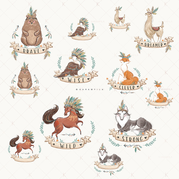 Boho Woodland, Boho Animals Clipart in Illustrations - product preview 2