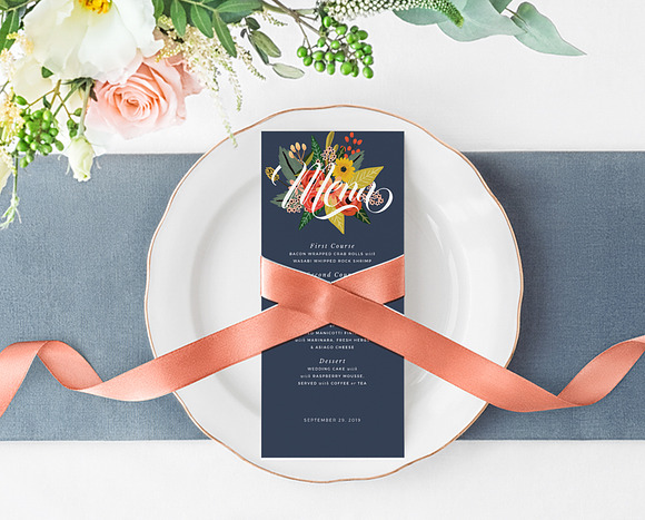 In Between the Blooms on Blue in Wedding Templates - product preview 4