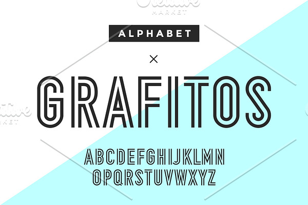 Line condensed alphabet and font