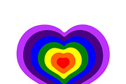 Rainbow colored heart on a white bac