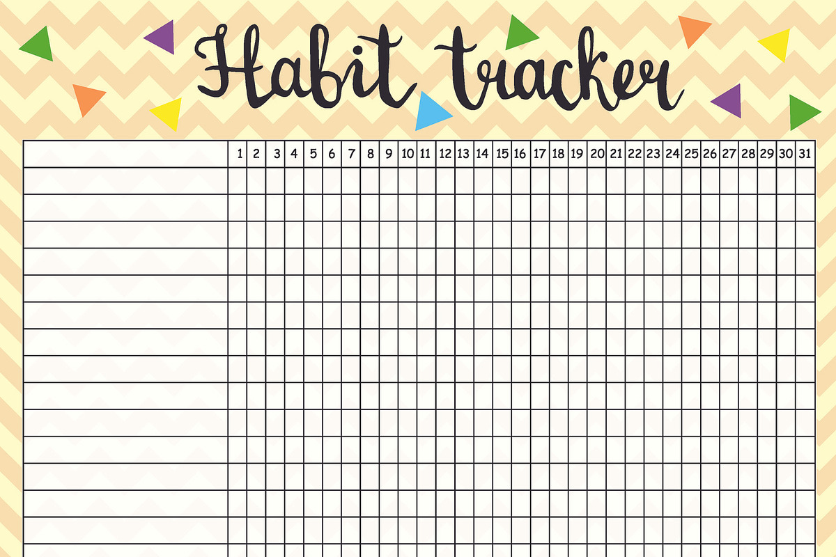 Habit tracker empty blank, monthly p in Stationery Templates - product preview 8