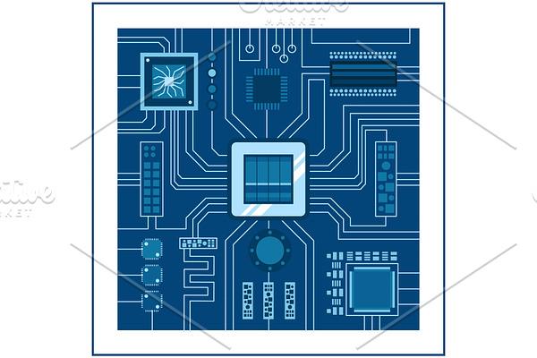 Computer IC chip template microchip