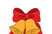 Christmas jingle bells with red bow 