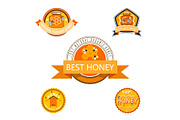 Set bee logo labels for honey