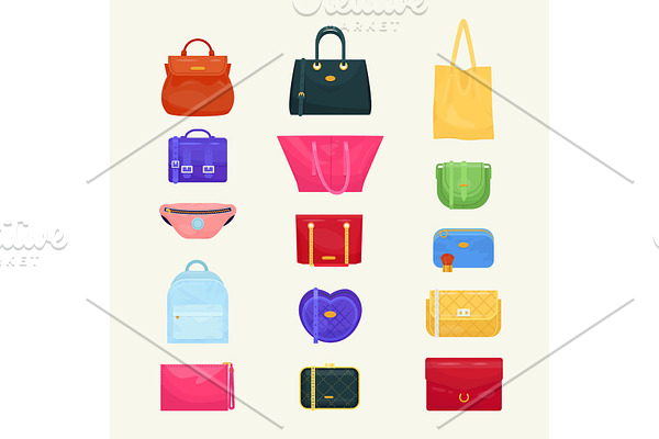 Woman bag vector girls handbag or