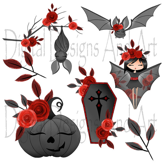 Bat girl clipart in Illustrations - product preview 1