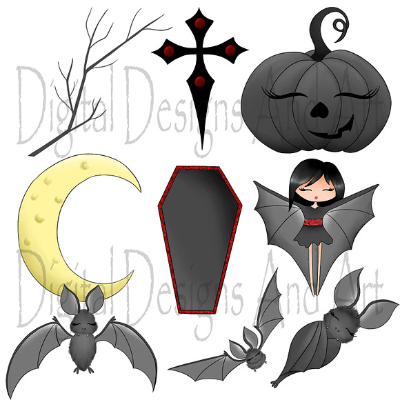 Bat girl clipart in Illustrations - product preview 3