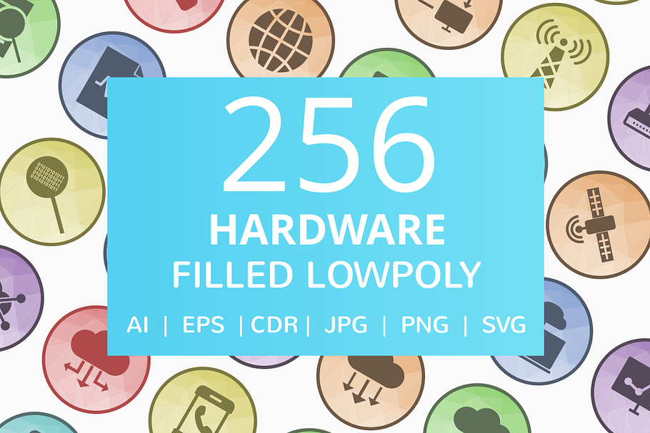 256 Hardware Filled Low Poly Icons