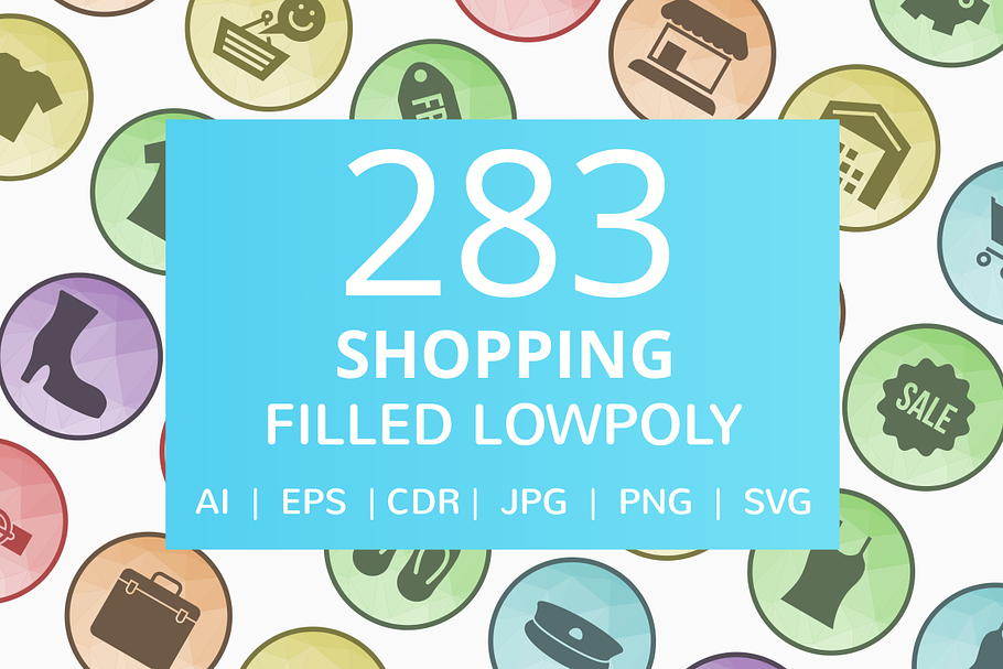 283 Shopping Filled Low Poly Icons