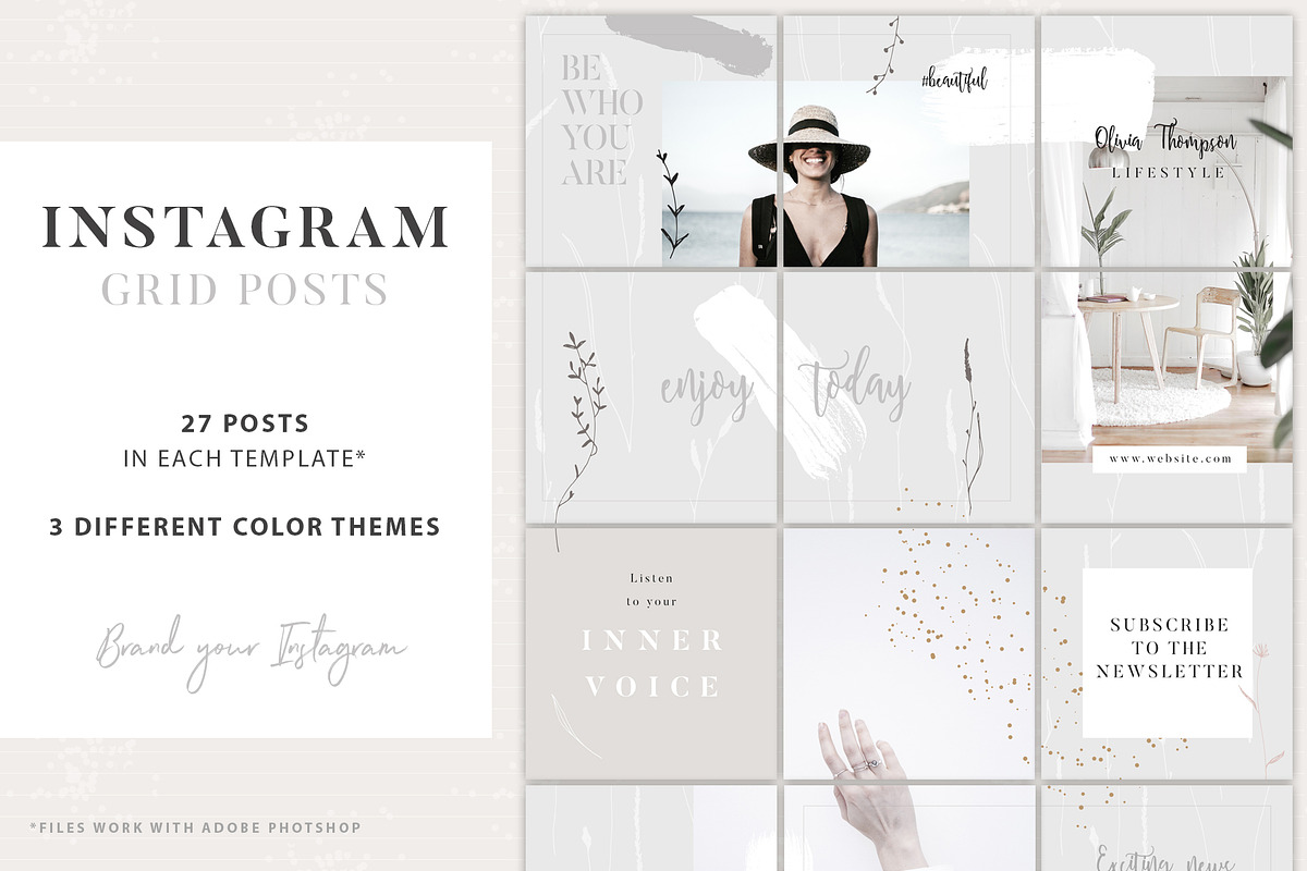 Instagram Grid Posts - 3 Themes in Instagram Templates - product preview 8