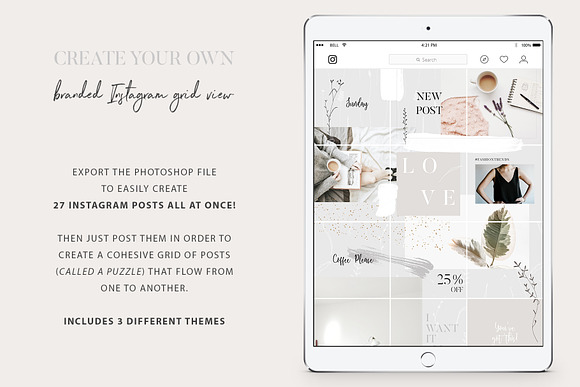 Instagram Grid Posts - 3 Themes in Instagram Templates - product preview 1
