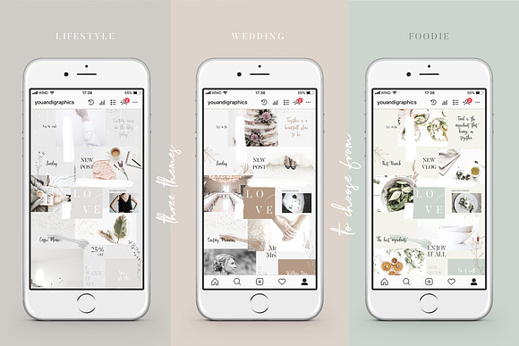 Instagram Grid Posts - 3 Themes in Instagram Templates - product preview 3