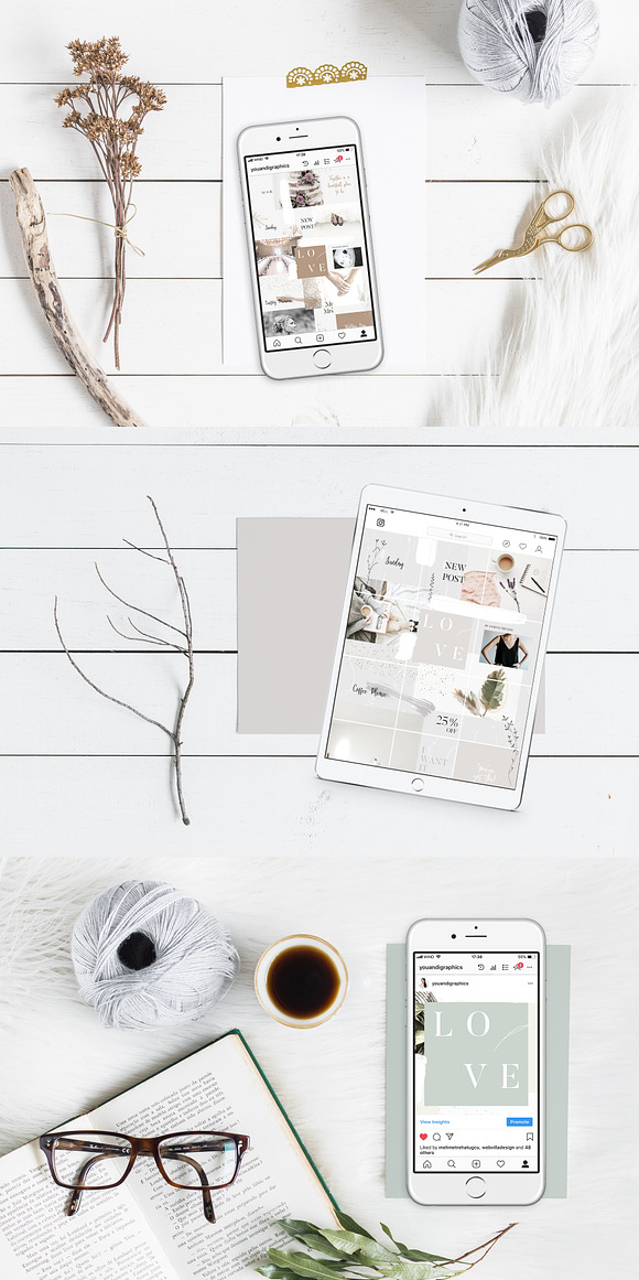 Instagram Grid Posts - 3 Themes in Instagram Templates - product preview 13