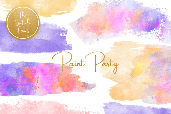 Watercolor Paint Party Clipart