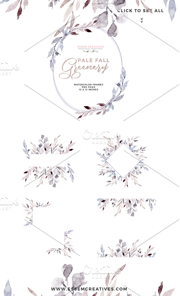 Watercolor Fall Leave Floral Clipart in Illustrations - product preview 2