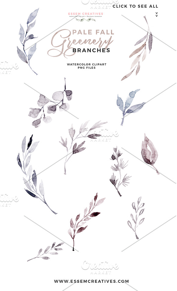 Watercolor Fall Leave Floral Clipart in Illustrations - product preview 6