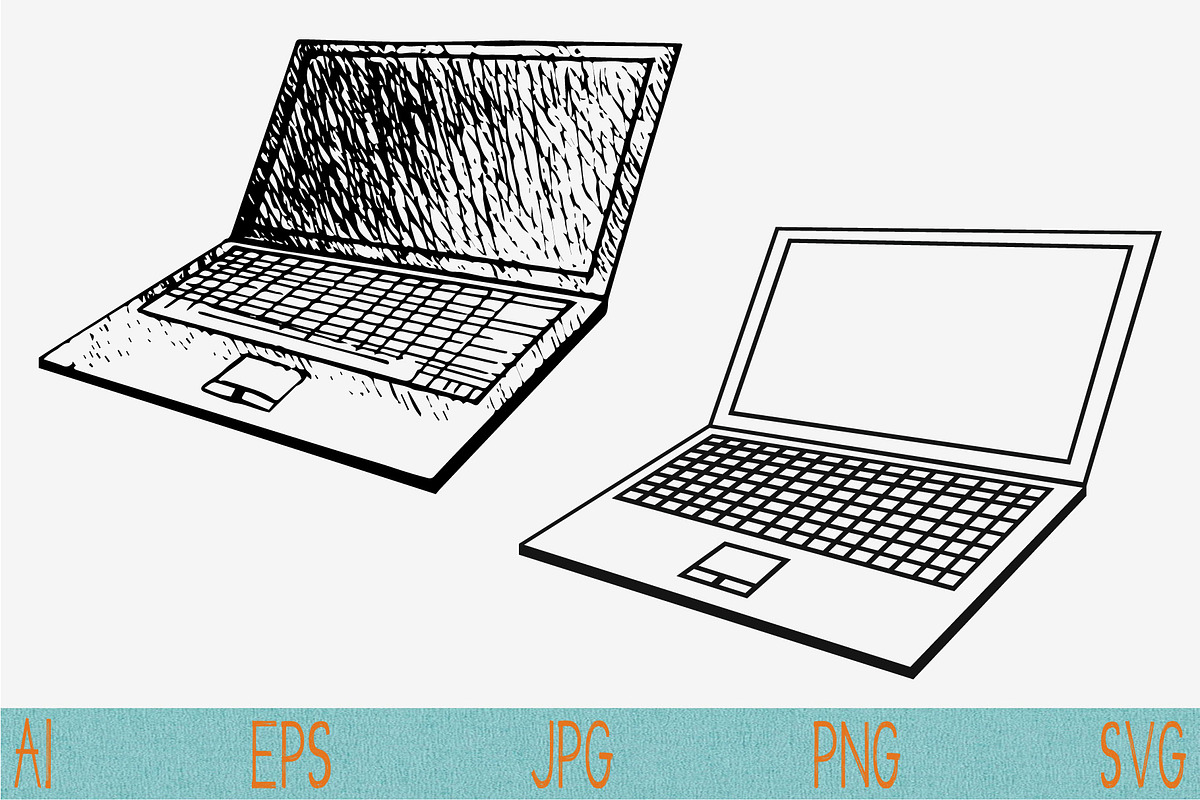 laptop set vector svg png eps  in Objects - product preview 8